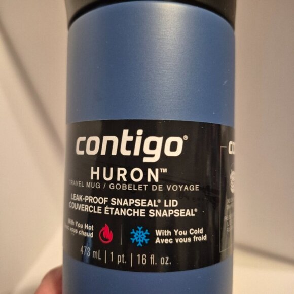 Contigo Huron 16 fl oz blue leak proof 6 hour hot, 12 hour cold snap seal mug - Picture 3 of 7